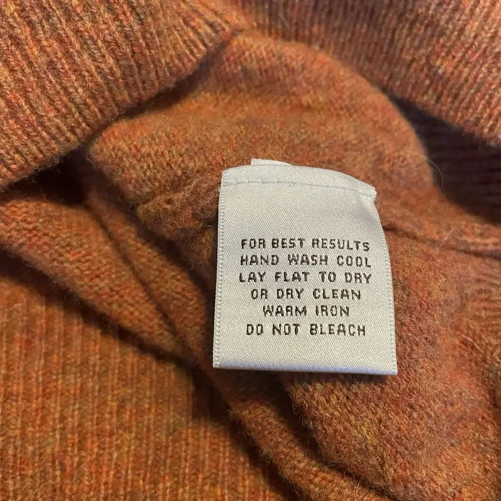 Peter Millar 100% Merino Wool Sweater Men's L Burnt Orange 1/4 Button Italy Made